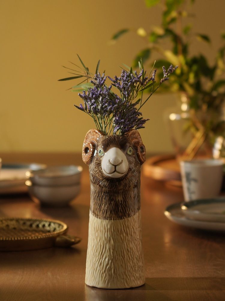Pure Home + Living Brown Ceramic Sheep Vase-image-18