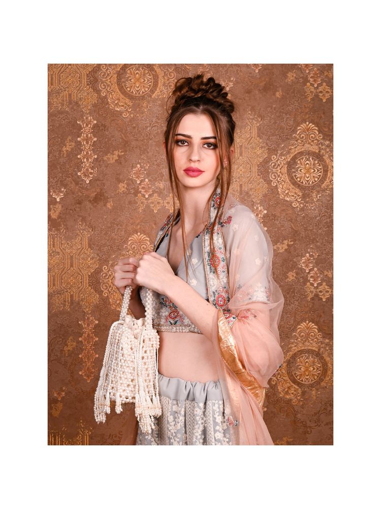 Odette White Pearl Embellished Potli Bag-picture-19