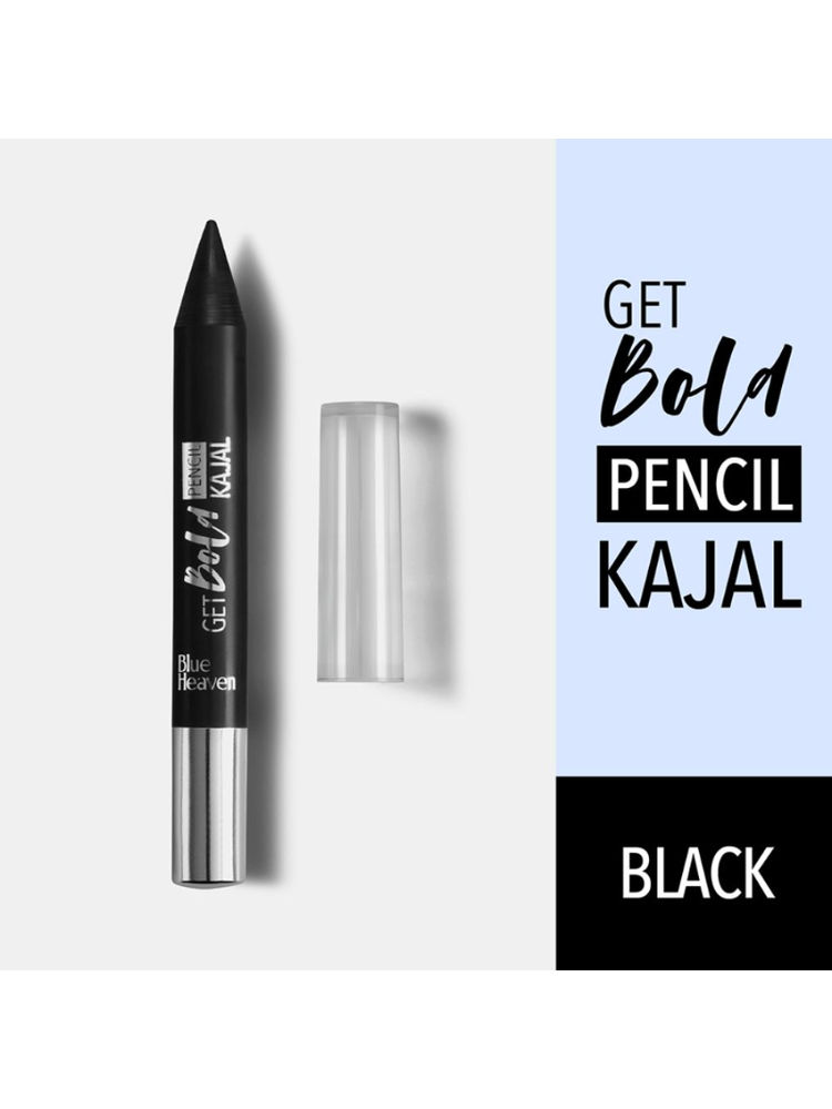 Blue Heaven Get Bold Pencil Kajal With Free Sharperner Or Comphor & Castor Oil - Black
