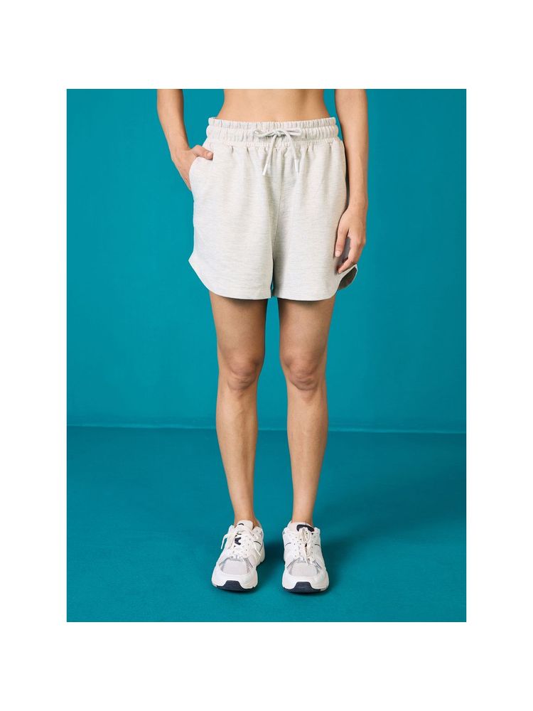 Nykd By Nykaa Knit Terry Shorts -NYLE503-Ecru Melange-image-2