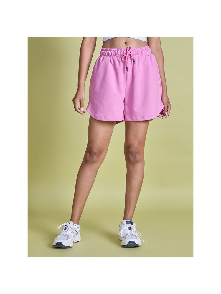 Nykd By Nykaa Knit Terry Shorts -NYLE503-Fuschia Pink-image-2