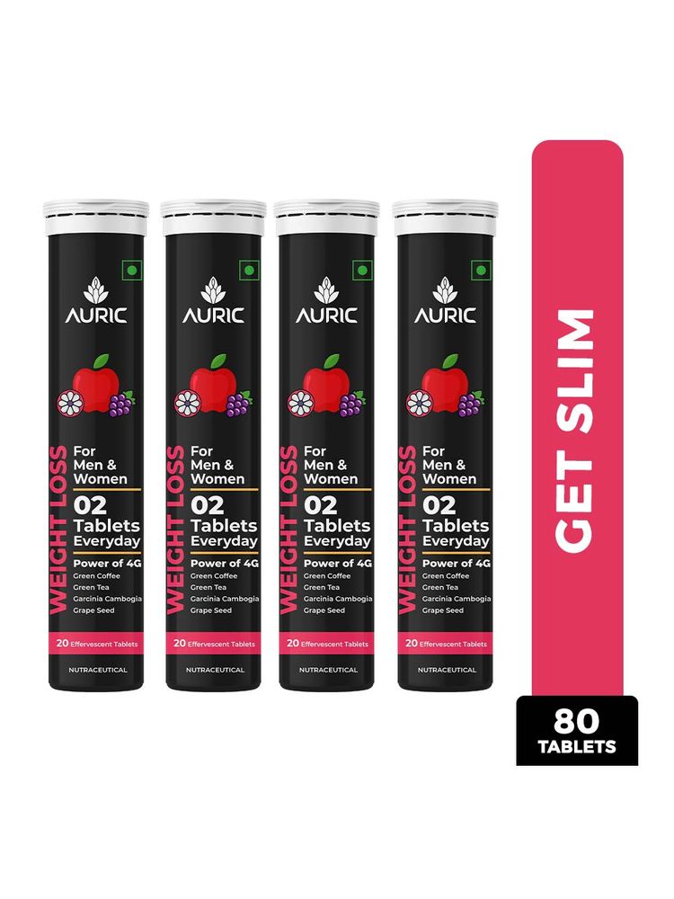 Auric Get Slim Effervescent- Power of Green Coffee, Green Tea, Grape Seed & Garcinia Cambogia, 4 Tubes-image-3