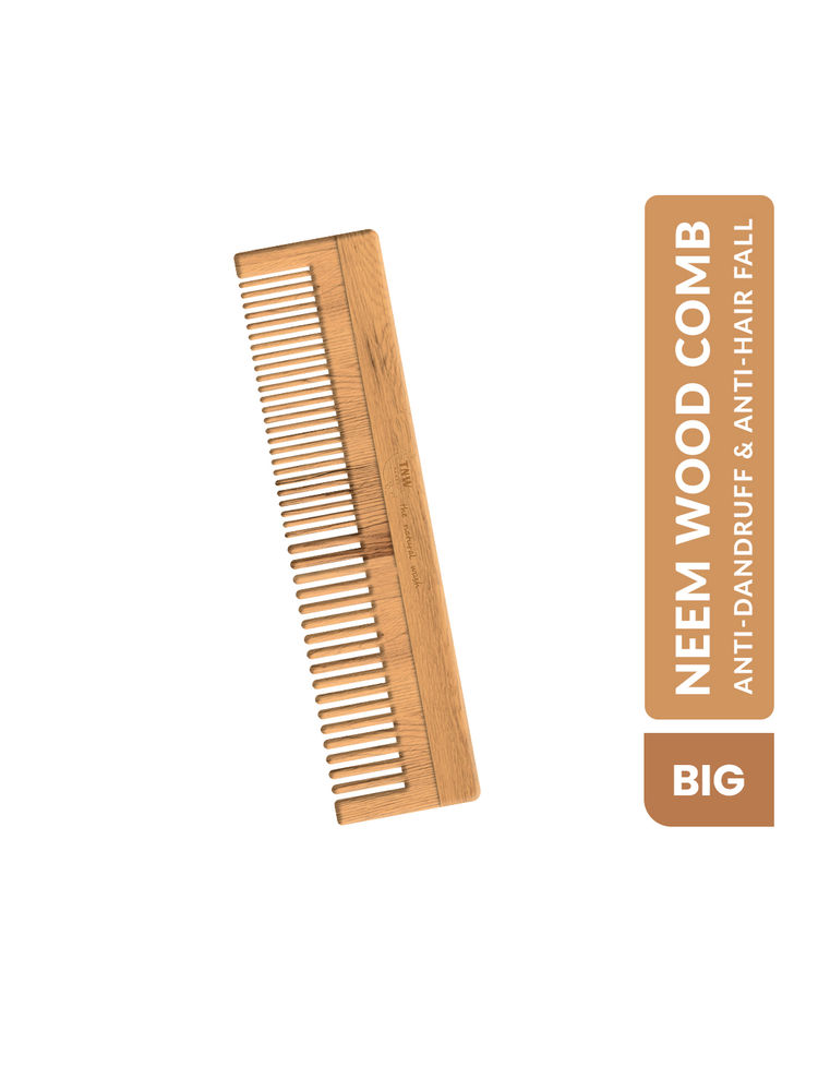 TNW The Natural Wash Neem Wood Anti-Dandruff Comb Wide Tooth wooden Comb to Reduce Hairfall