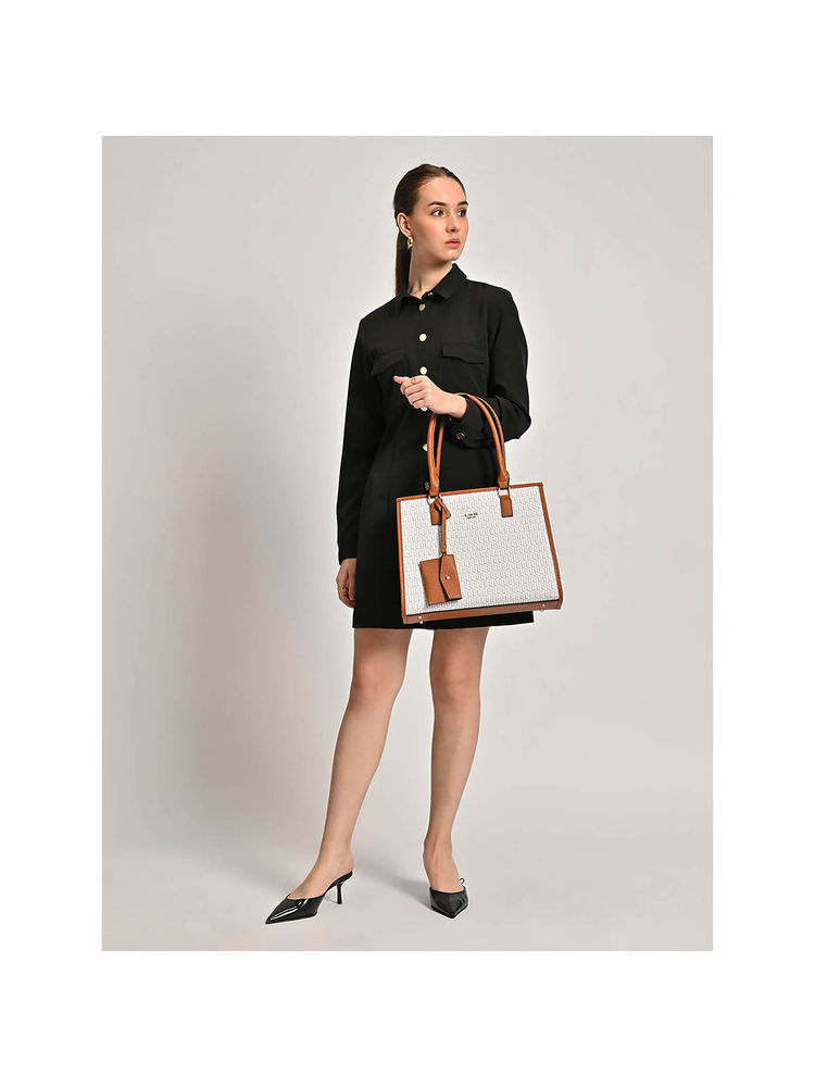 Lavie Luxe Women White Quad25 Box Satchel Bag-picture-24