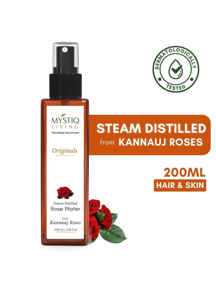 Mystiq Living Rose Water Pure & Natural Spray Face Toner, Gulab Jal For Skin & Hair