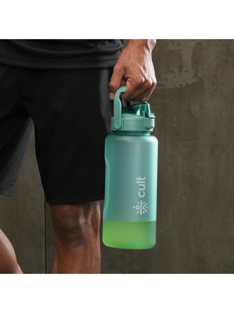 CULT Motivational Bottle 2L Unisex Time Mark Sipper With Straw Green