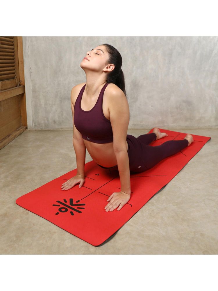 CULT Yoga Mat Allignment 6Mm Black Red With Strap