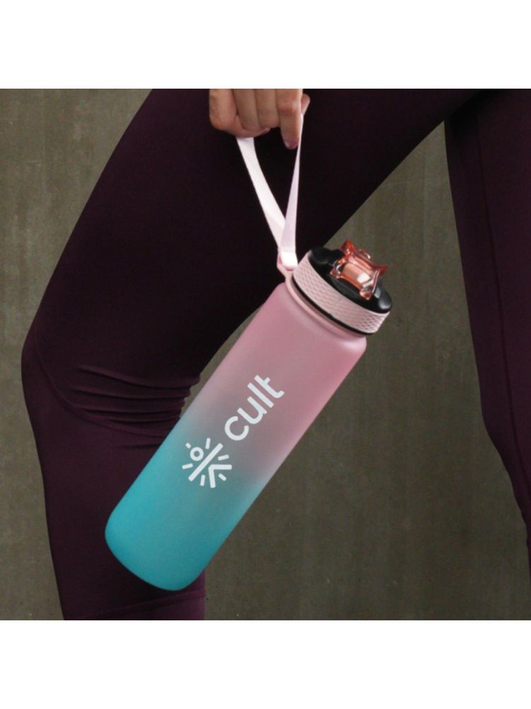 CULT Motivational Bottle 1L Unisex Time Mark Sipper With Straw Blue Pink-picture-22