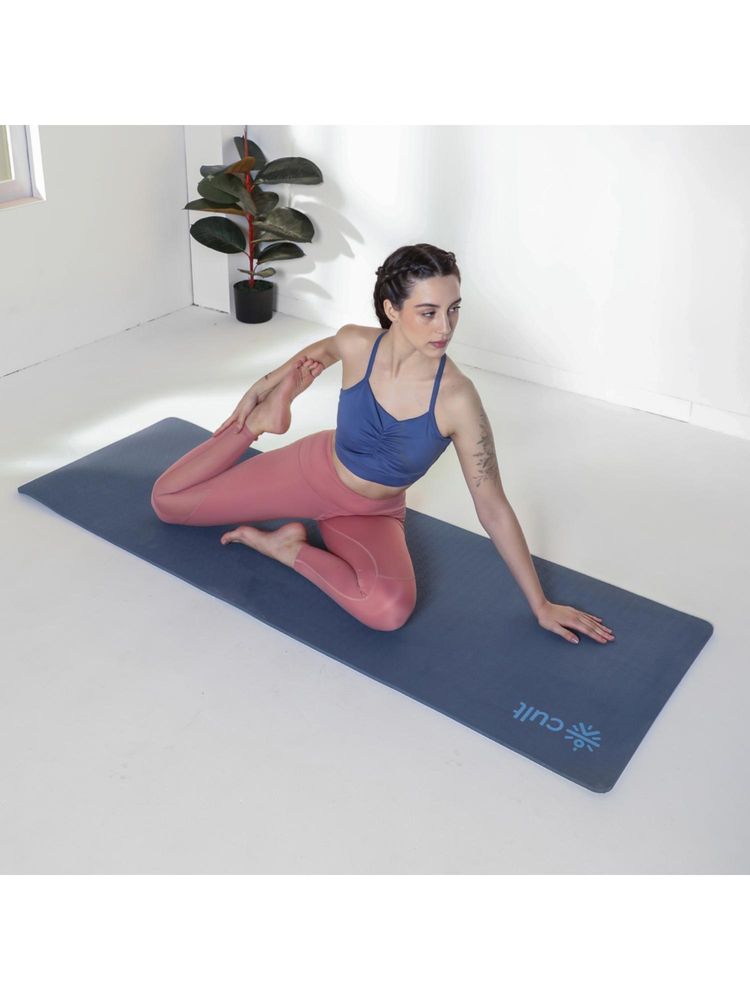CULT Yoga Mat Tpe 10Mm Blue With Strap And Bag