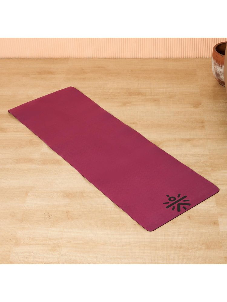 CULT Yoga Mat Unisex Tpe Dual Color Wine/ Black 6Mm With Bag And Strap