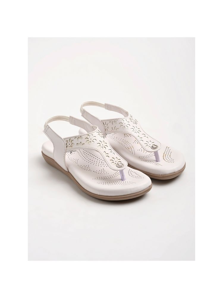 Shoetopia Slingback White Flat Sandals
