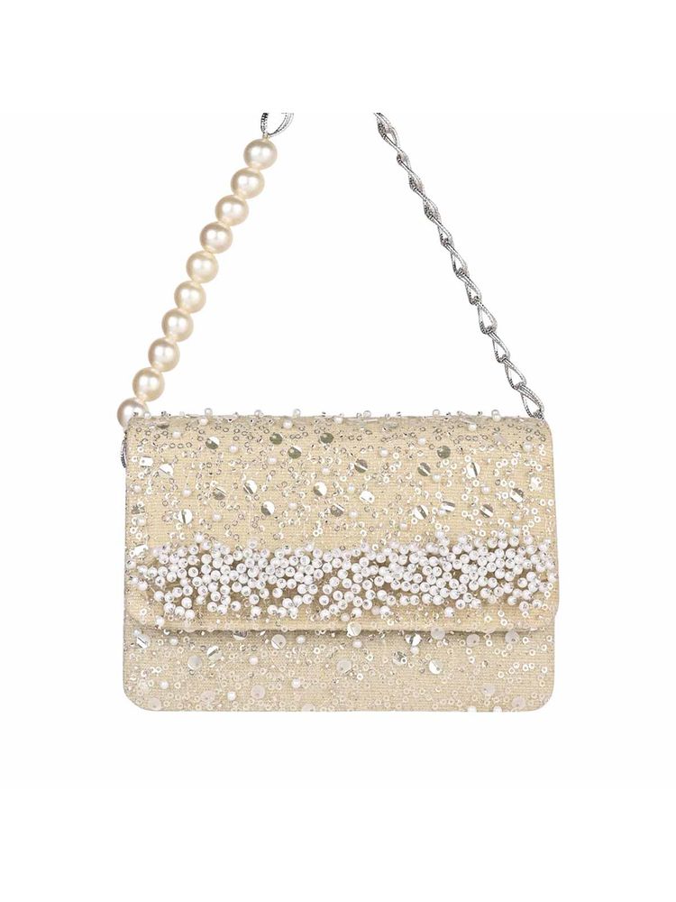 ROCIA By Regal Gold Women Heavy Pearl Embellished Small Clutch-image-23