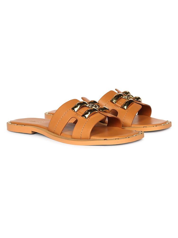 Saint G Women Tan Leather Flats-image-11