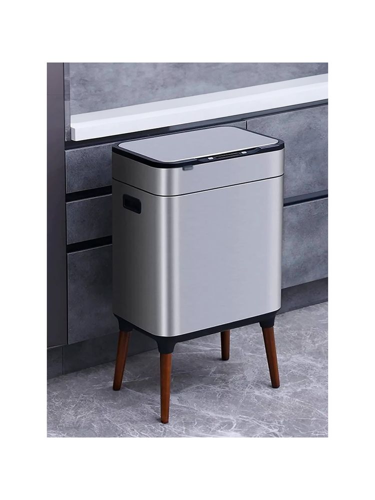 UMAI Dual Compartment Automatic Smart Sensor Steel Dustbin with Wooden Legs-picture-3