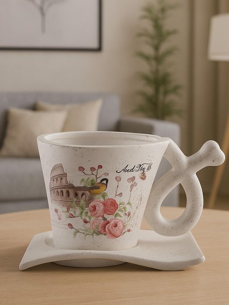 Aarvi Decor White Teapot Trellis Ceramic Amphora Shaped Vase-image-34