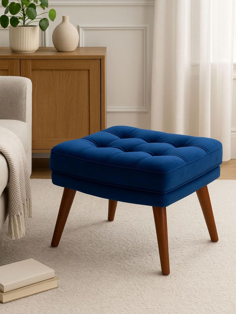 JABRIX Soft Cushion Ottoman Stool for Living Room - Blue-image-3