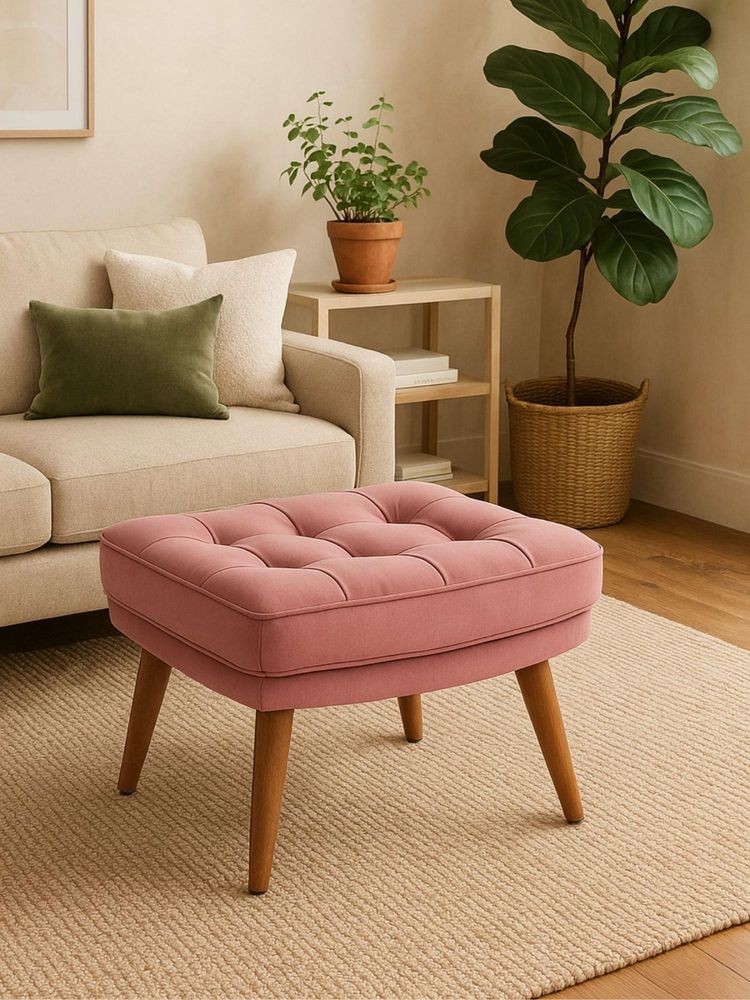 JABRIX Soft Cushion Ottoman Stool for Living Room - Pink-image-6