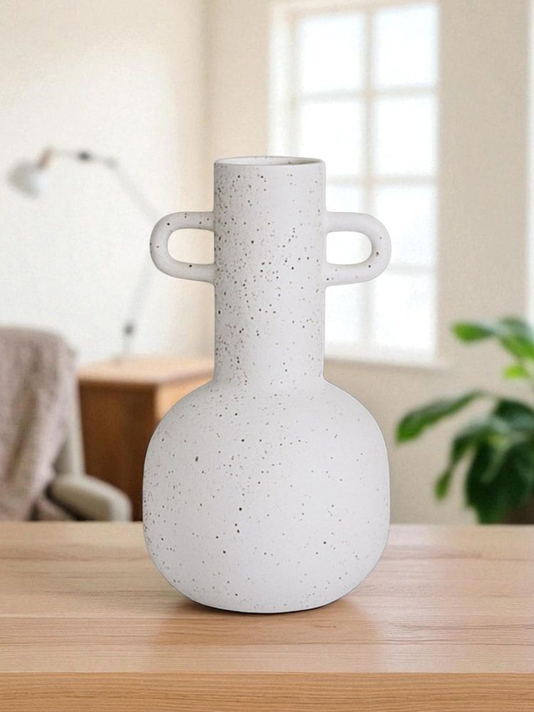 Aarvi Decor White Vertical Channel Tufting Ceramic Amphora Shaped Vase-picture-13