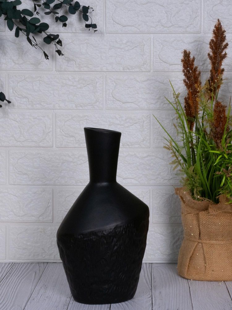 Aarvi Decor Black Glossy Decorative Ceramic Glazed Dreams Vase for Home and Office-picture-15