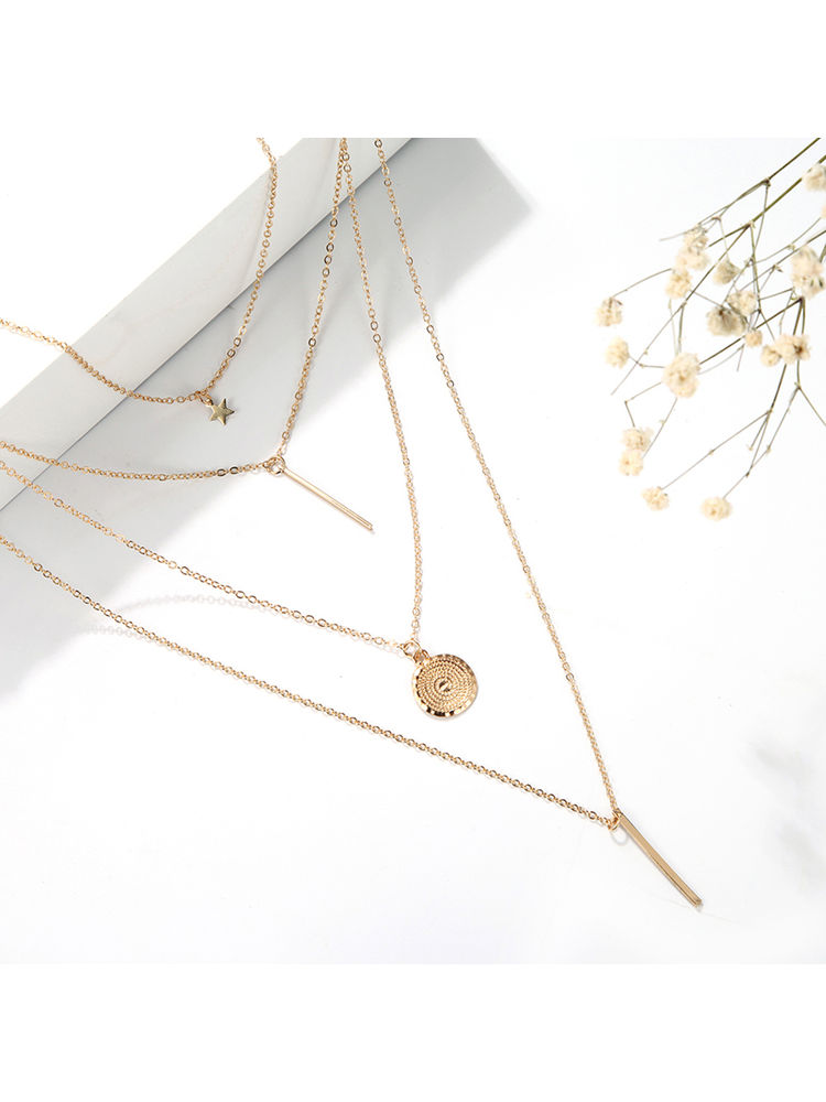 Jewels Galaxy Exclusive Star & Coin Multi Layered Stunning Neklace For Women