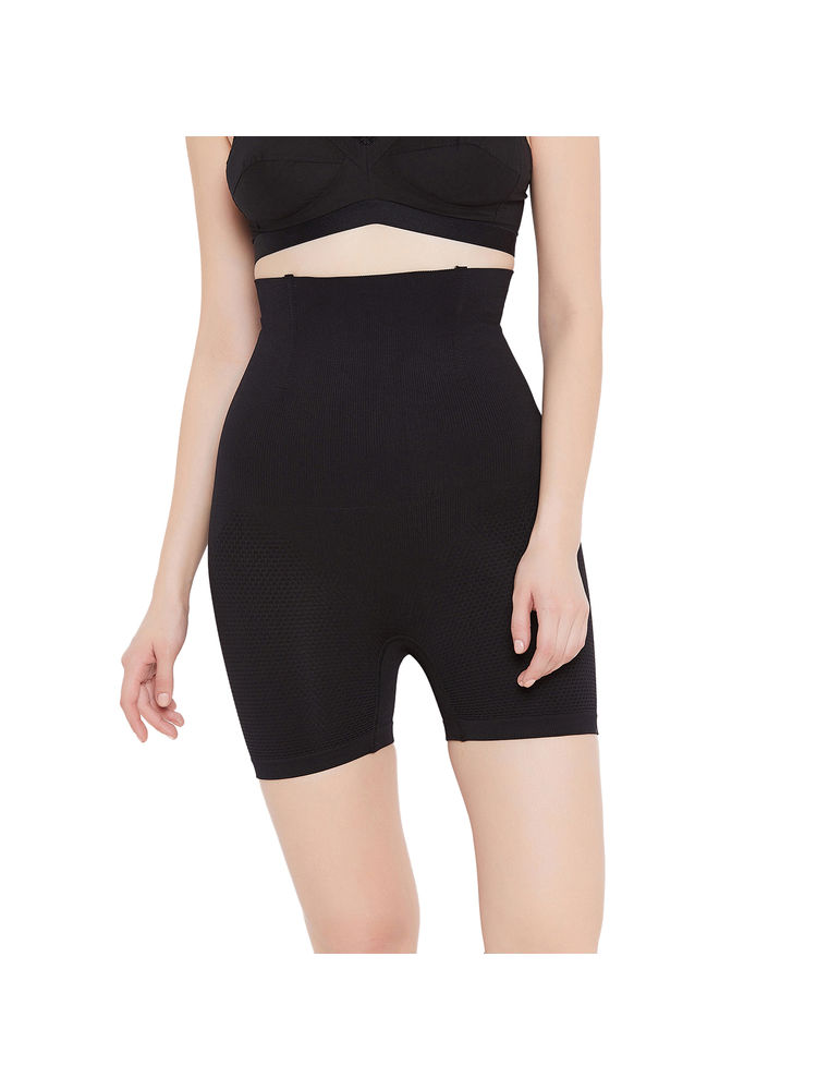 Secrets By ZeroKaata Solid Tummy & Thigh Control Seamless Tummy Tucker Shapewear - Black-picture-11