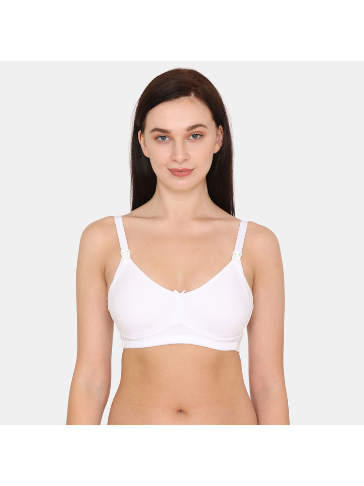 Zivame Curvy Double Layered Non Wired Full Coverage Maternity Bra Supper Support Bra - White