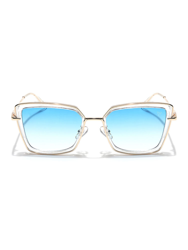 Voyage Women Gold Frame Blue Lens Color Cateye Sunglass (52)-picture-10