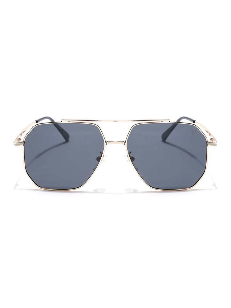Voyage Unisex Gold Frame Black Lens Color Wayfarer Sunglass (58)-image-27