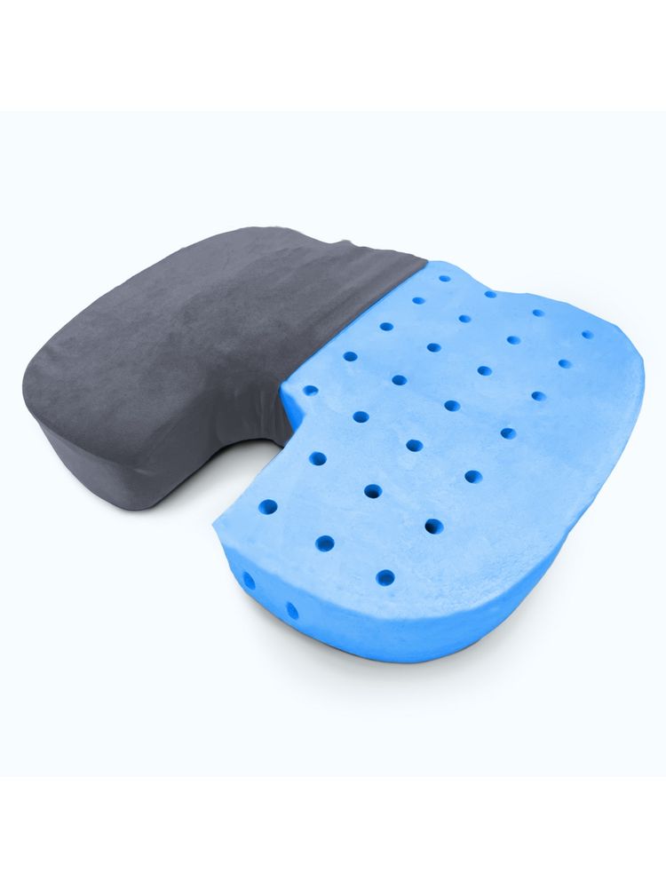 SLEEPSIA Memory Foam Gel Ventilated U Shaped Coccyx Seat Cushion for Tailbone (Velvet Grey)-image-8