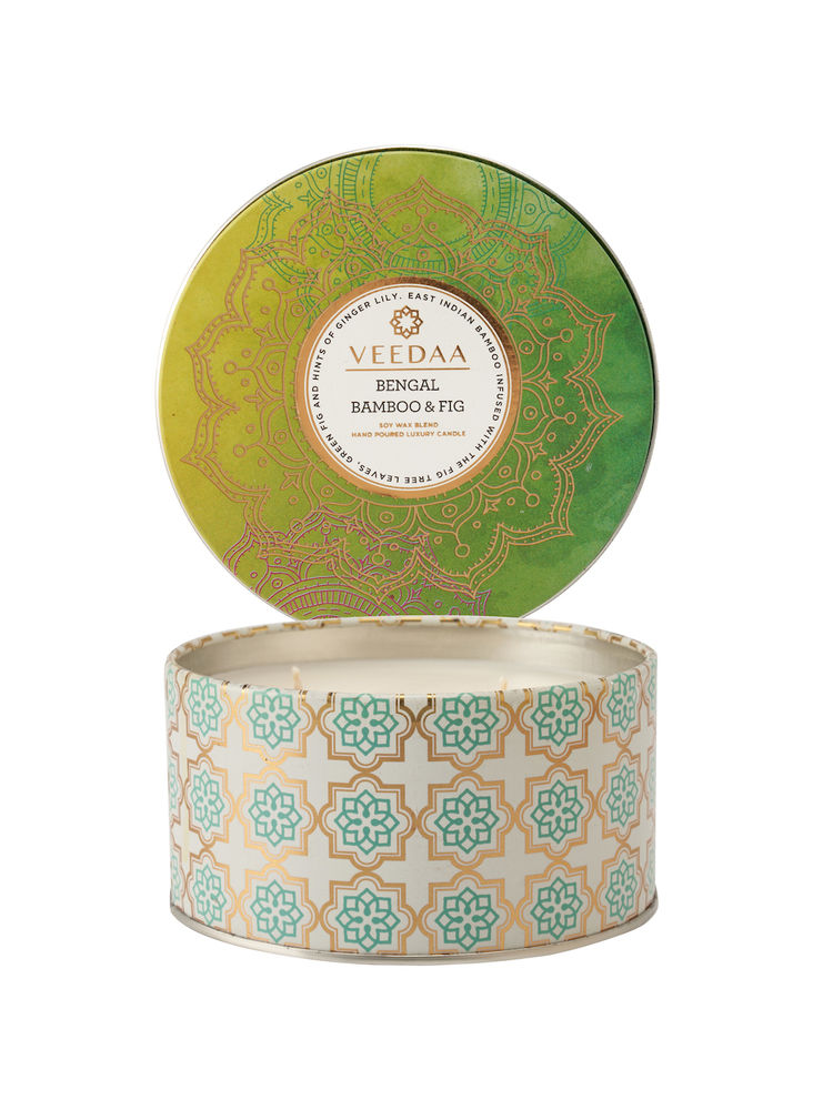 Veedaa Candles Bengal Bamboo & Fig 3 Wick Tin Scented Candle-image-49