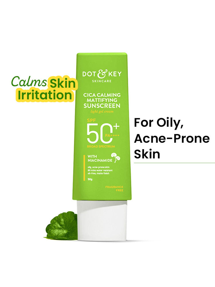 Dot & Key Cica Calming Niacinamide Face Sunscreen SPF 50 PA+++ For Oily Acne Prone & Sensitive Skin