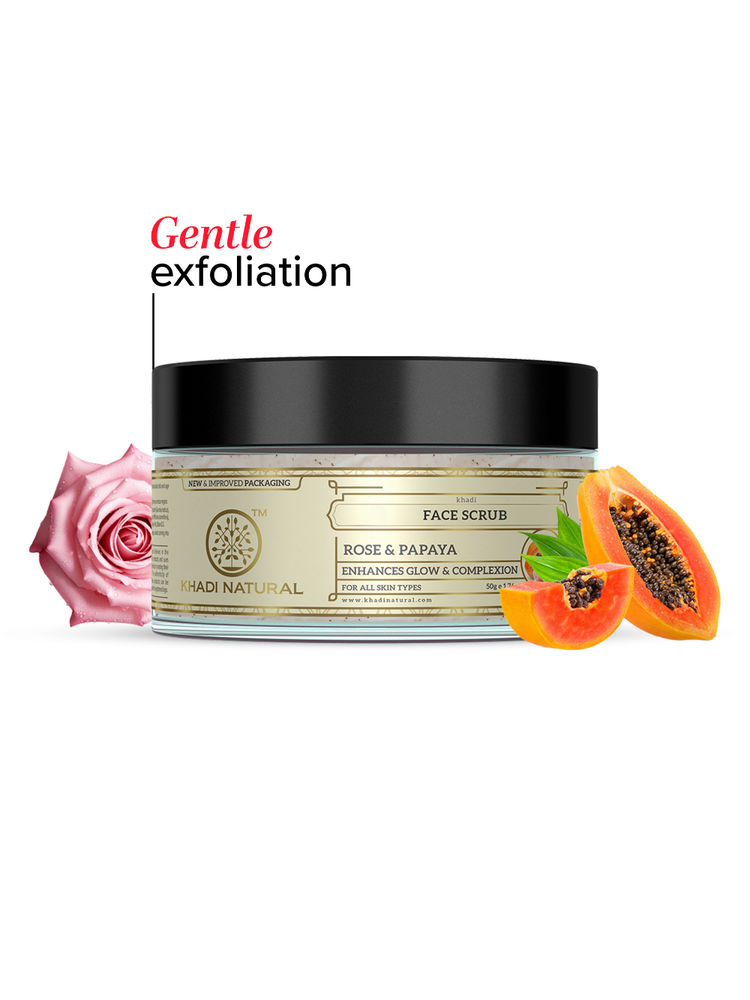 Khadi Natural Face Scrub with Rose & Papaya for That Everyday Glow
