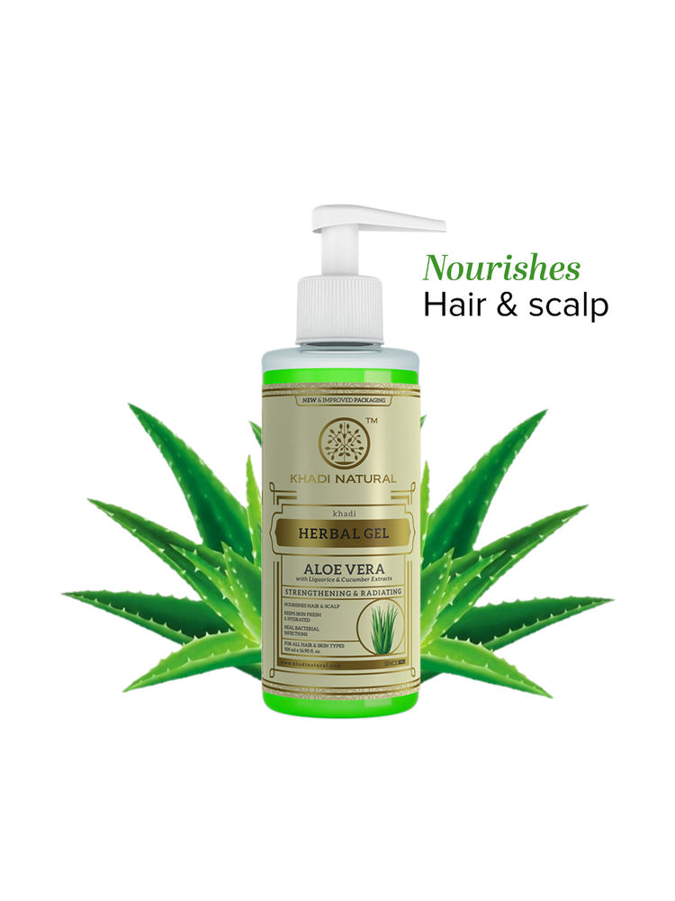 Khadi Natural Aloe Vera Gel with Dispenser for Breakouts, Itchy Skin and Hair Nourishment-picture-14