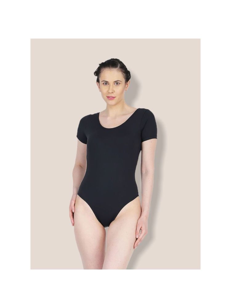 The Dance Bible Black Short Sleeve Stretchable Bodysuit Leotard-image-26
