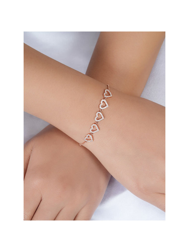 Zavya Heart Rose Gold Plated 925 Sterling Silver Bracelet-picture-18