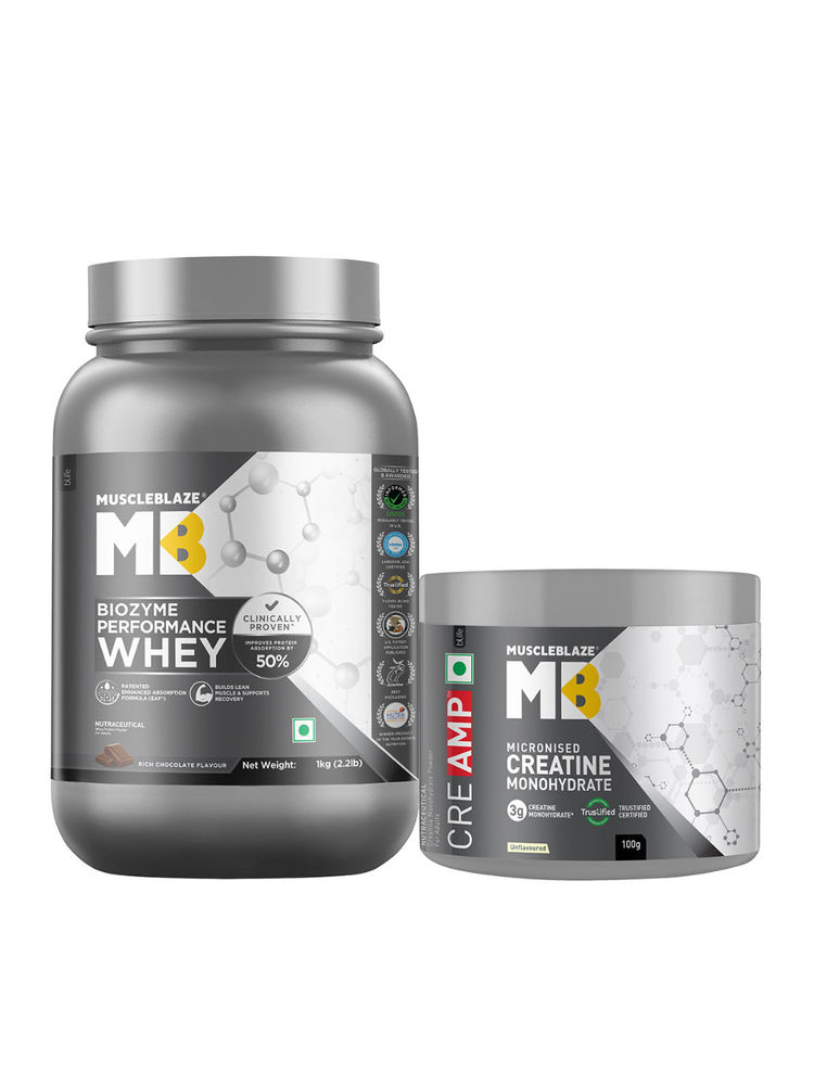 MuscleBlaze Biozyme Performance (Rich Chocolate,1 kg) & Creatine Monohydrate CreAMP(100 g)