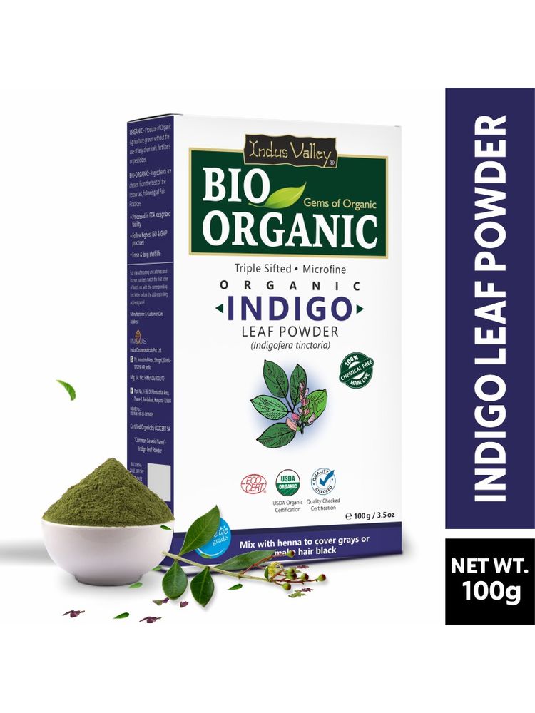Indus Valley Bio Organic Indigo Powder, 100% Organic Natural Hair Coloring & Arrests Early Greying-image-48
