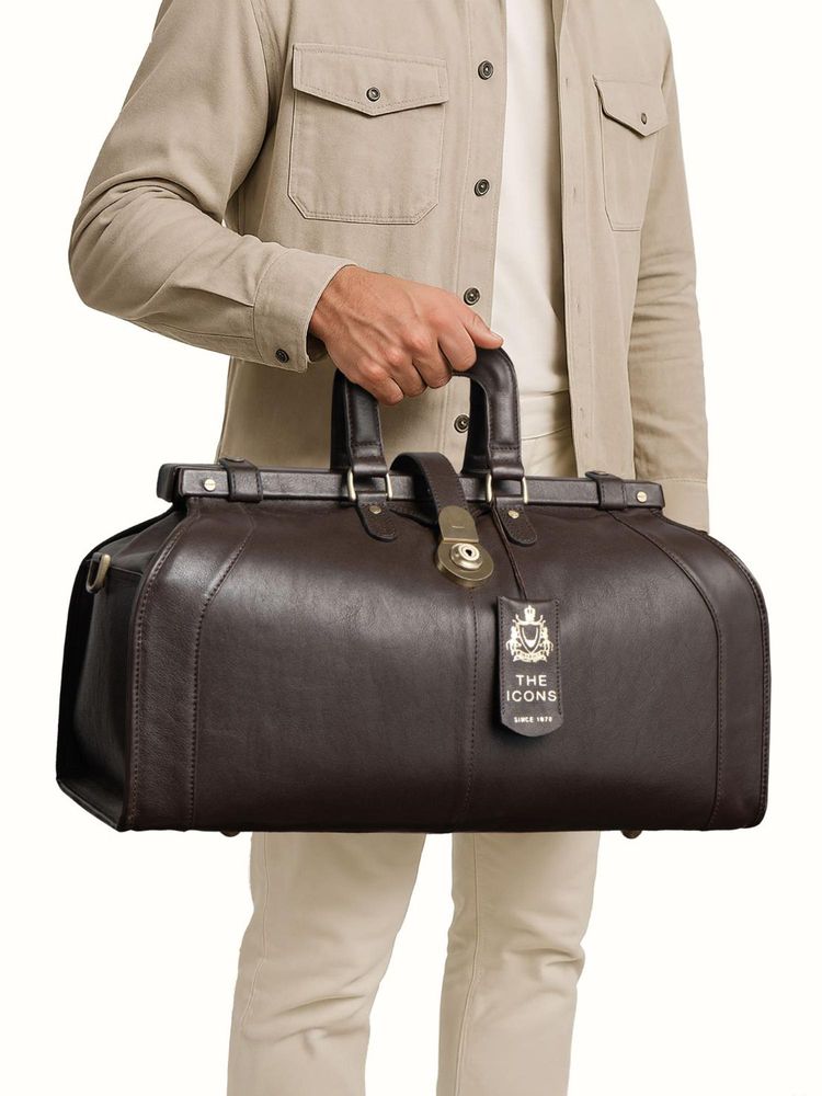 Hidesign SAFARI Genuine Leather Unisex Brown Duffle Bag with Detachable Strap-picture-18