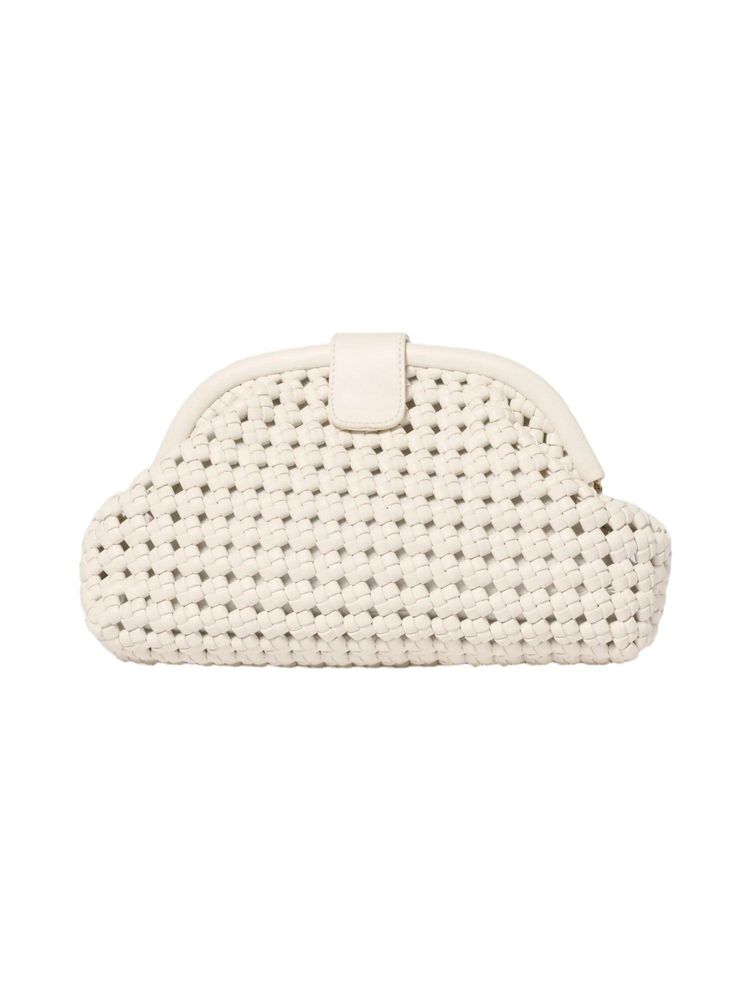 Forever New Aspen Open Weave Soft White Clutch with Detachable Strap