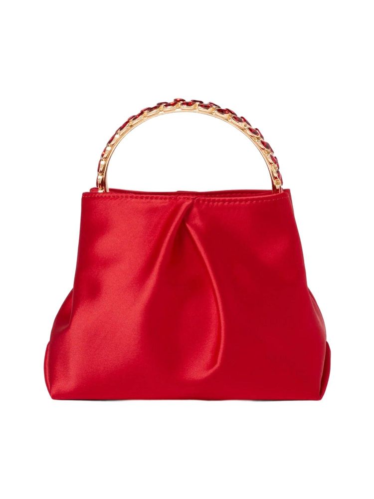 Forever New Callie Flower Jewel Hardcase Red Clutch with Detachable Strap-image-6
