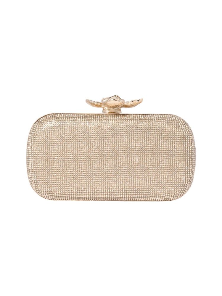 Forever New Callie Flower Jewel Hardcase Gold Clutch with Detachable Strap-picture-41