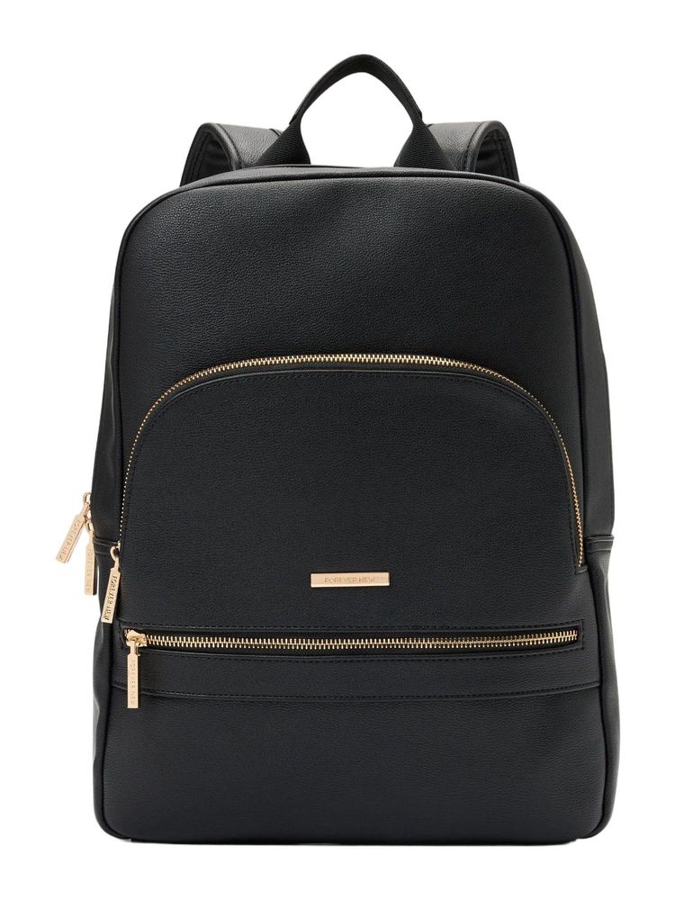 Forever New Solid Black Laptop Backpack