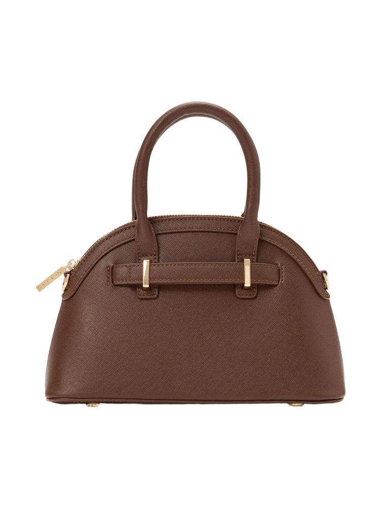 Forever New Indiana Bowler Brown Handbag with Detachable Strap-picture-20