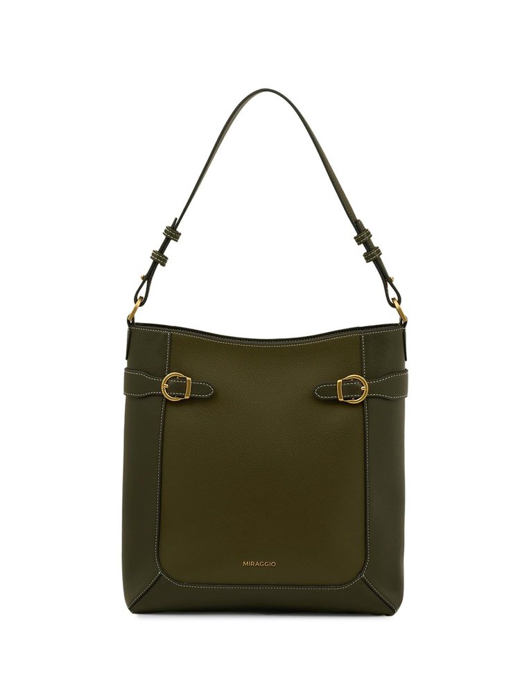 MIRAGGIO Elinor Hobo Green Handbag-image-7