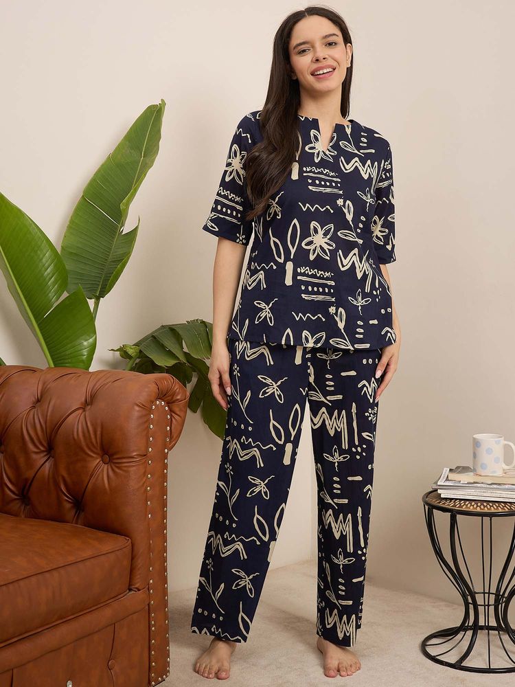 July Nightwear Women Cotton Navy Blue Top & Pyjama-picture-20