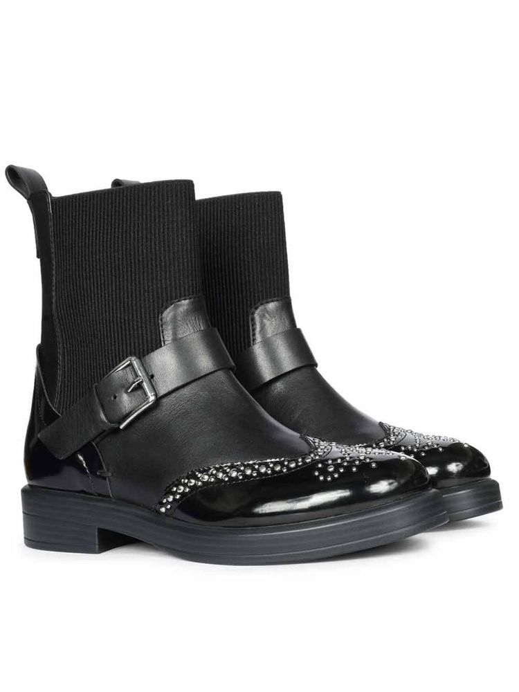 Saint G Womens Black Leather Ankle Buckle Boots-image-37