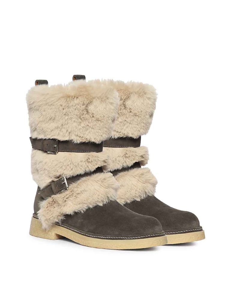 Saint G Womens Grey Suede Leather Buckle Boots-picture-26