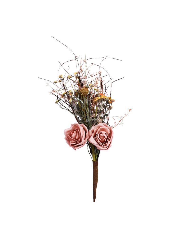 Tayhaa Elegant Dusty Pink & Yellow Rose Artificial Flower-image-10