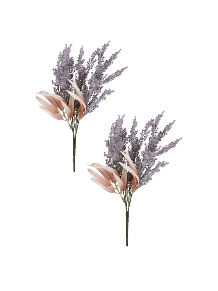 Tayhaa Purple & Green 2 Pieces Lavender Sprigs & Ivory Petals Artificial Flowers-image-18