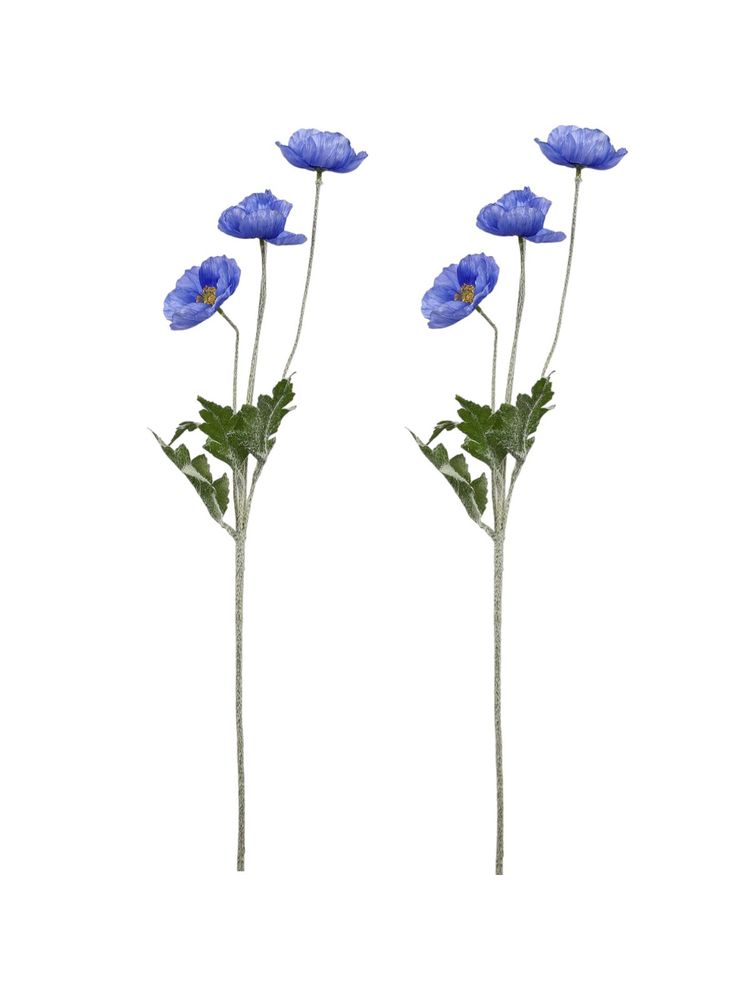 Tayhaa Blue & Green 2 Pieces Poppys Sprigs Artificial Flower-image-33